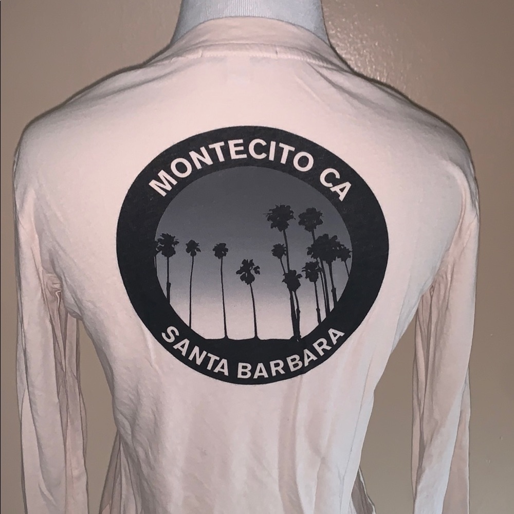 James Perse Cream Long Sleeve Tee with Black Graphic